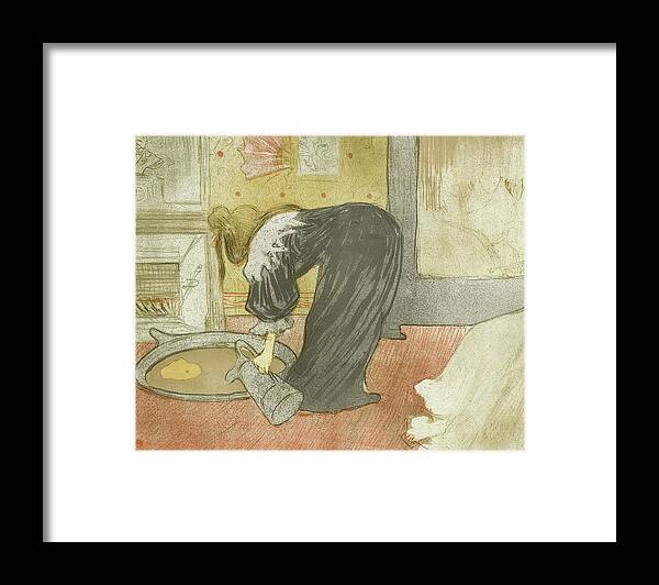 Figurative Framed Print featuring the painting Woman at the tub by Henri de Toulouse Lautrec