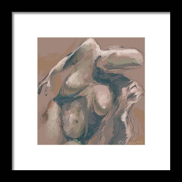 #muybridge Framed Print featuring the digital art Woman in Brown, Study 6 by Veronica Huacuja