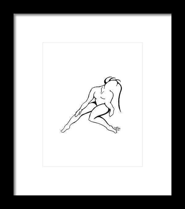 Woman In Repose Framed Print featuring the drawing Woman in Repose by Franklin Kielar
