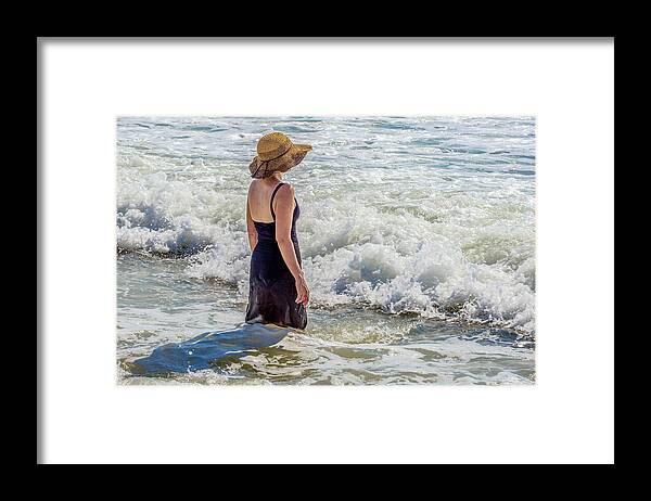 Beach Framed Print featuring the photograph Woman in The Waves by WAZgriffin Digital