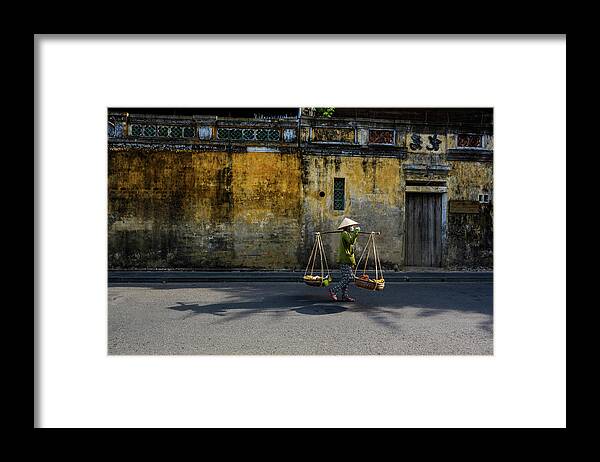 Awesome Framed Print featuring the photograph Woman selling street on Hoi An ancient town by Khanh Bui Phu