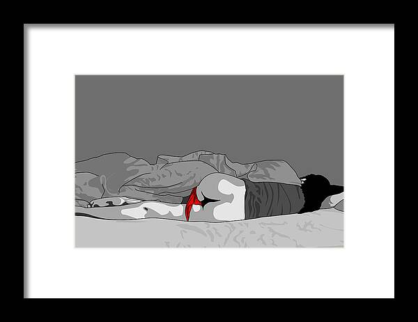 Woman Sleeping With Panties Pulled Down Framed Print by De Veras