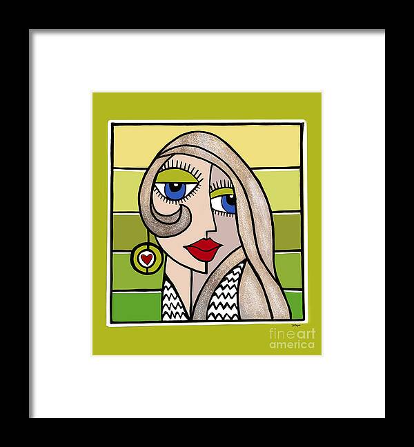 Lady Framed Print featuring the digital art Woman with Earring 1 by Diana Rajala