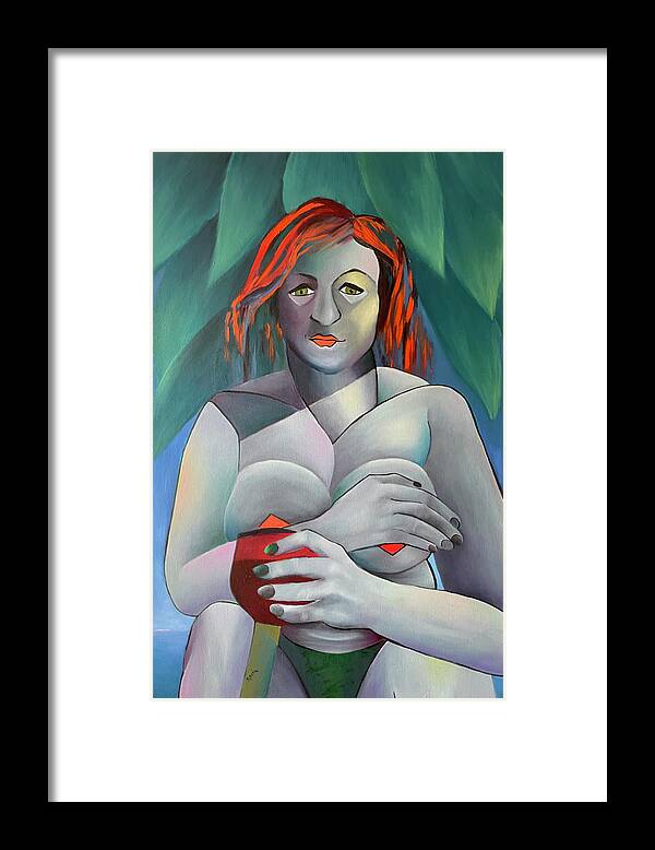 Woman Framed Print featuring the painting Woman with Wineglass by Karin Eisermann