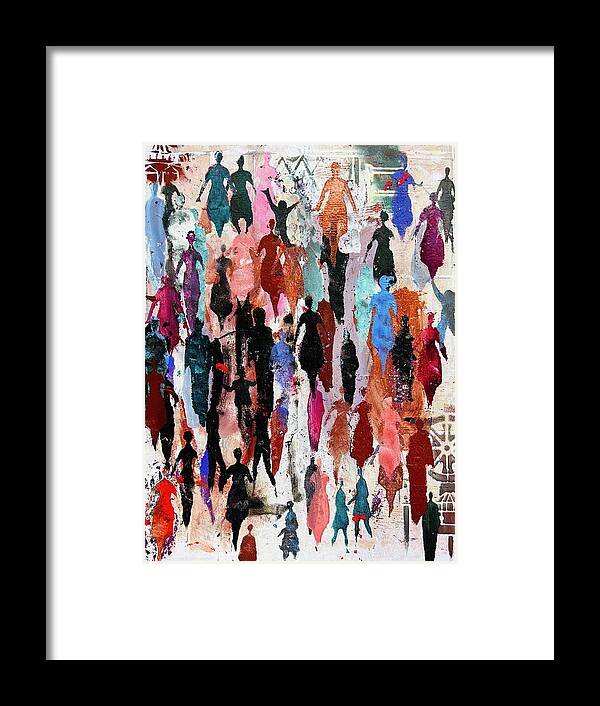 Abstract Framed Print featuring the painting Women Ascending 2 by Tommy McDonell