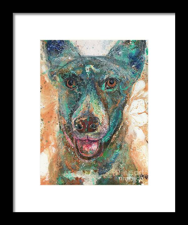 Blue Dog Framed Print featuring the painting Wonder by Kasha Ritter