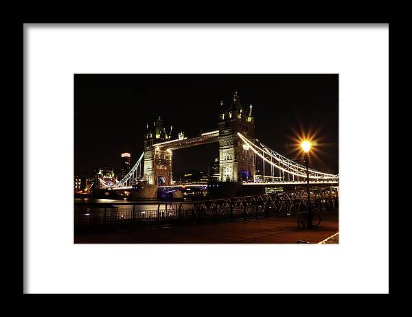 Sky Framed Print featuring the photograph Tower Bridge with LED lighting by Vaclav Sonnek