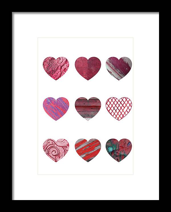 Heart Framed Print featuring the mixed media Wooden Hearts by Moira Law