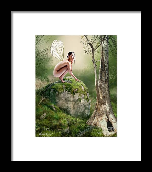 Fairy Framed Print featuring the digital art Woodland Fairy by Linda Lees