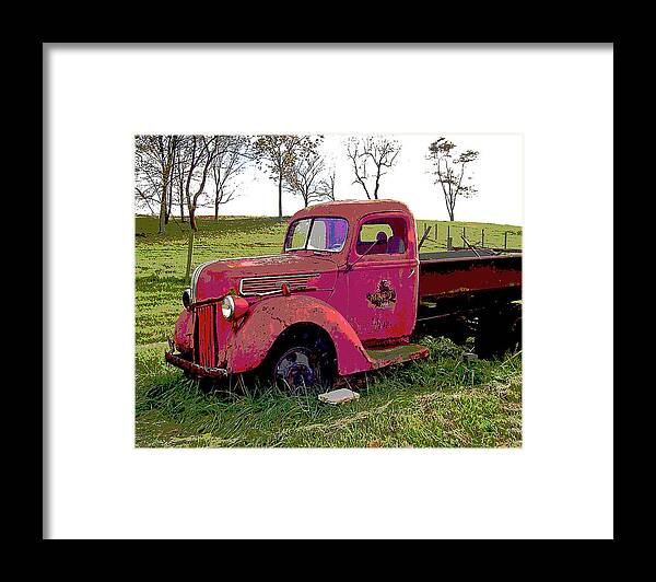 Truck Framed Print featuring the digital art Working Days are Over by Nancy Olivia Hoffmann