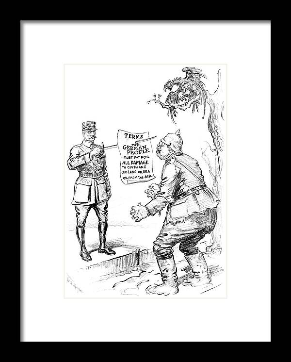 1918 Framed Print featuring the drawing World War One Cartoon, c1918 by William A Rogers