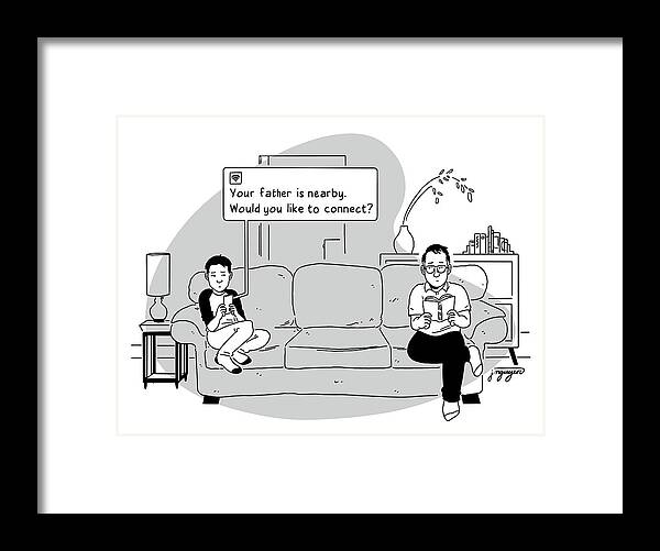Captionless Framed Print featuring the drawing Would You Like To Connect? by Jeremy Nguyen