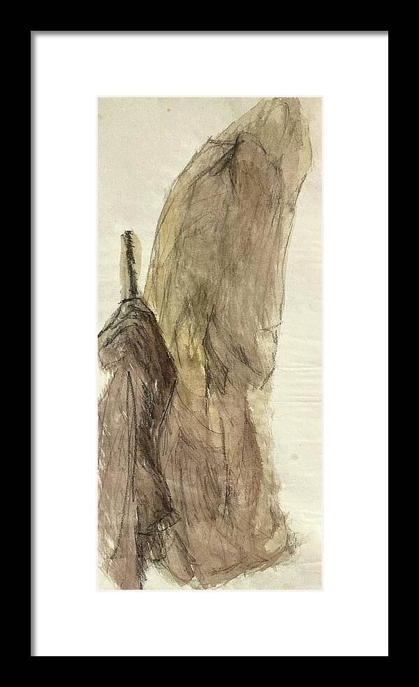 Figure Framed Print featuring the painting Wrapped figure and coat by David Euler