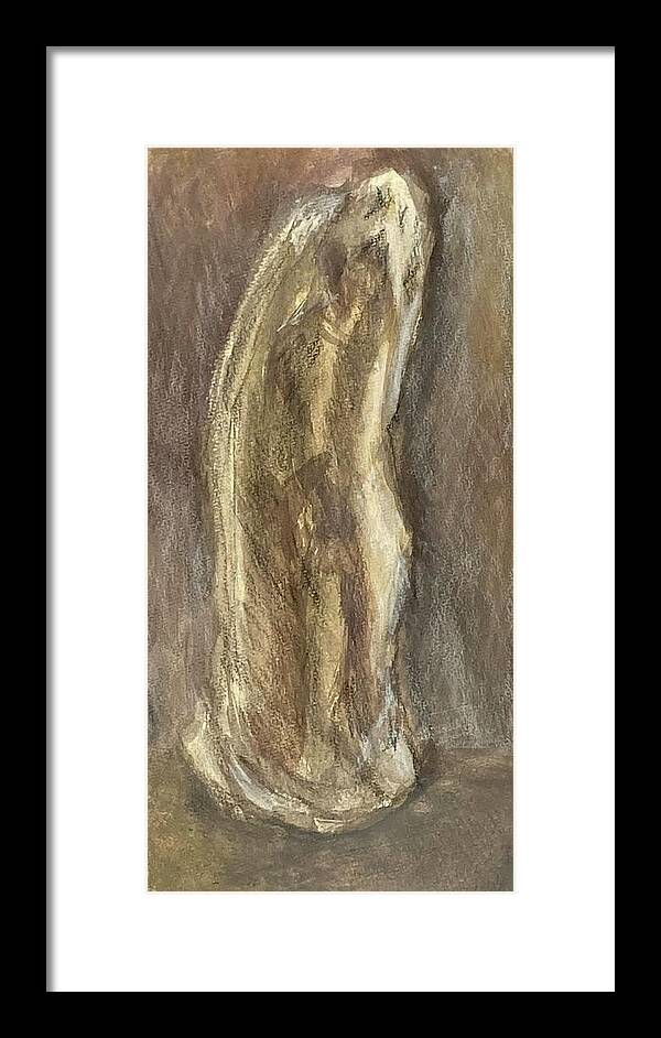 Pigments Framed Print featuring the drawing Wrapped Figure in Brown by David Euler