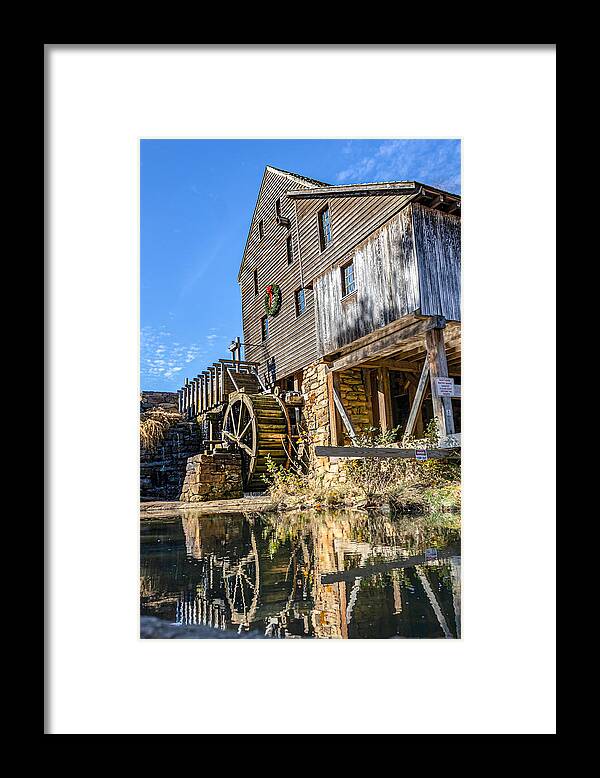 Mill Framed Print featuring the photograph Wreath hung on the Mill by Rick Nelson