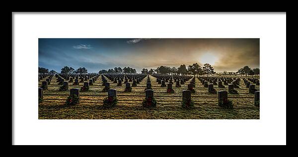 Burial Ground Framed Print featuring the photograph Wreaths Across America by Mike Schaffner