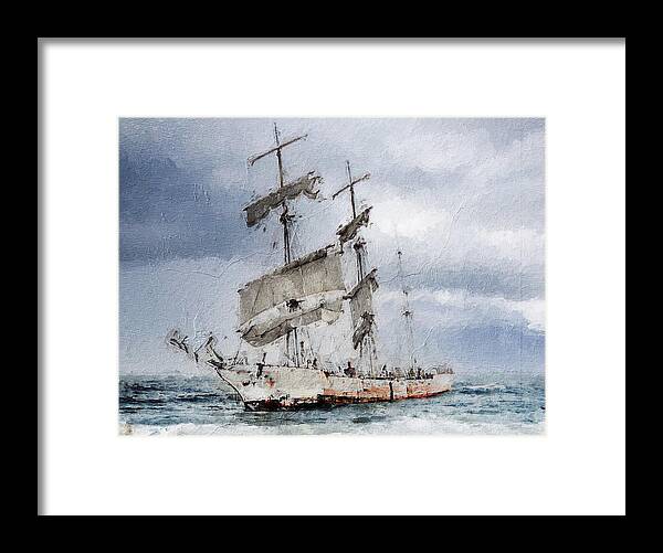 Sailing Ship Framed Print featuring the digital art Wrecked by Geir Rosset