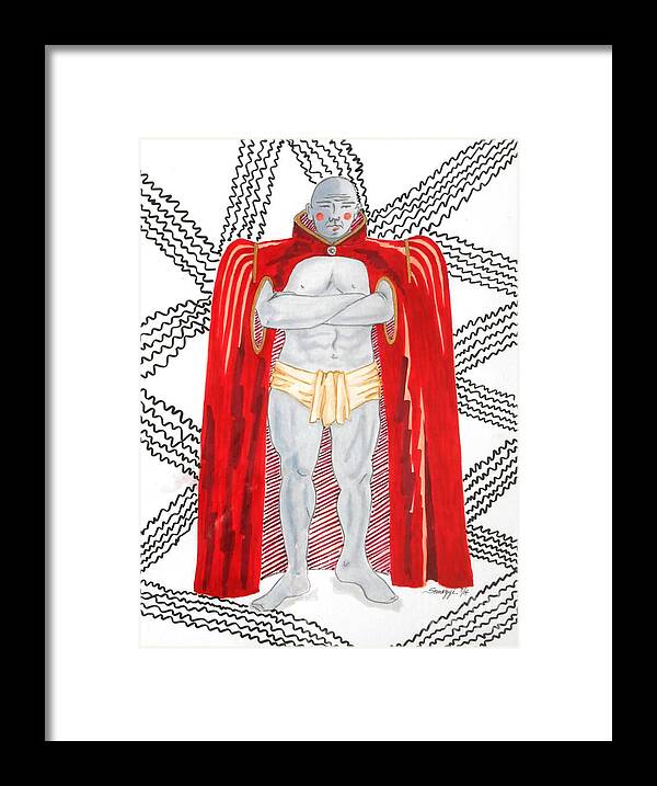 Wrestler Framed Print featuring the drawing Wrestle Maniac by Jayne Somogy