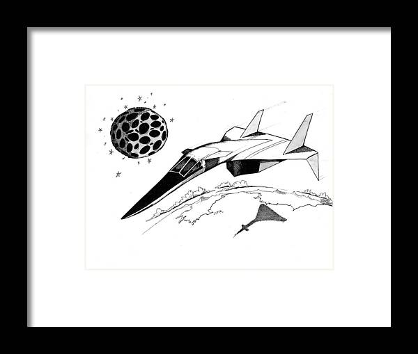 Xb-70 Framed Print featuring the drawing XB70 Original Black and White Drawing by Michael Hopkins