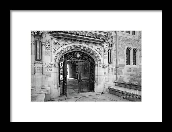Yale University Framed Print featuring the photograph Yale University Davenport College Gate by University Icons