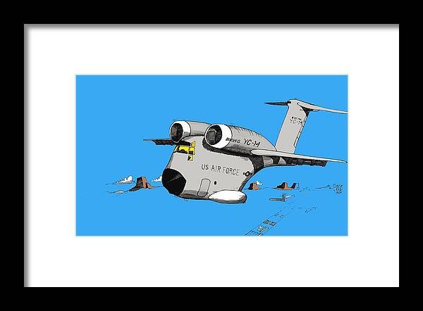 Boeing Framed Print featuring the drawing Yc-14 by Michael Hopkins