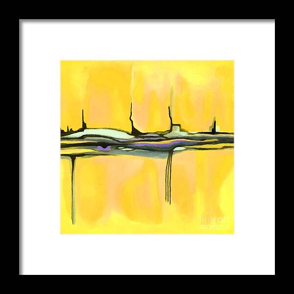 Yellow Framed Print featuring the painting Yellow Abstract Blue Eye by Delynn Addams