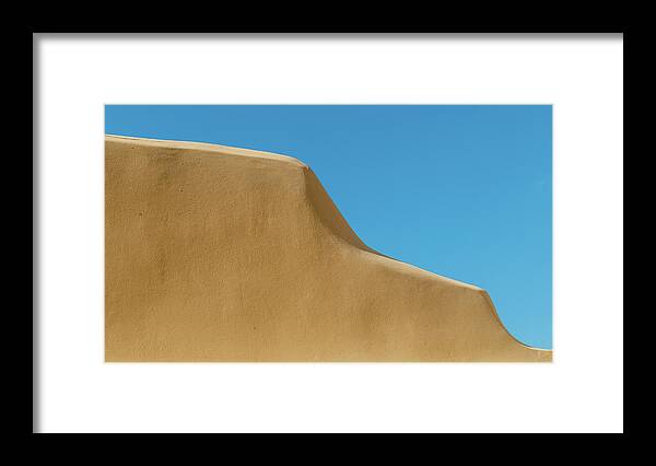 Yellow And Blue Framed Print featuring the photograph Sky blue and yellow minimal abstract art by Michalakis Ppalis