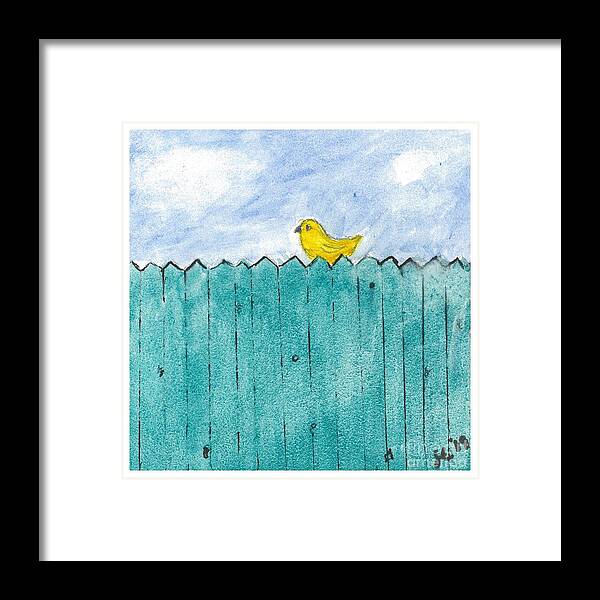 Water Framed Print featuring the painting Yellow Bird by Loretta Coca