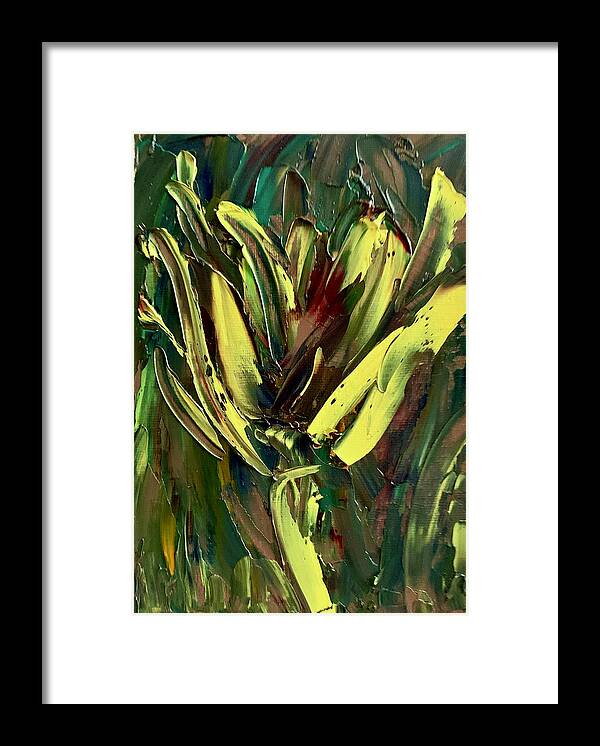 Flower Framed Print featuring the painting Yellow flower 1 by Teresa Moerer