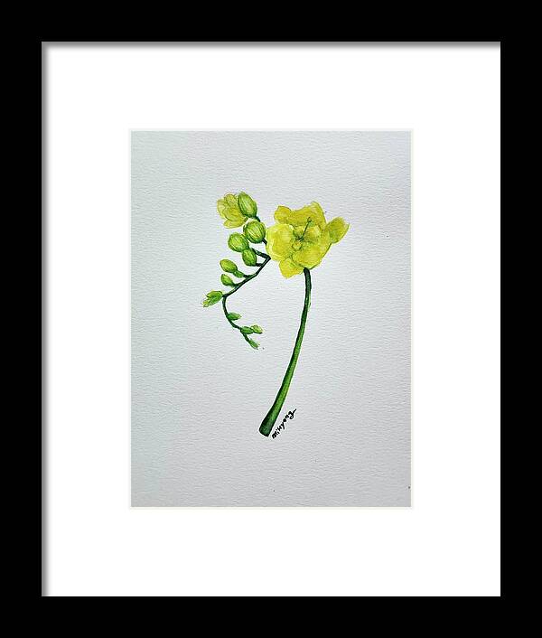  Framed Print featuring the painting Yellow Flower by Mikyong Rodgers
