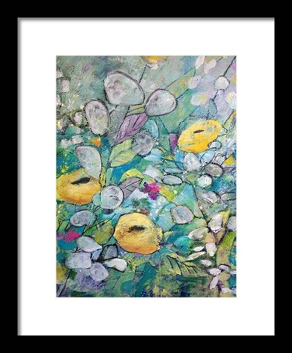 Yellow Flowers Framed Print featuring the mixed media Yellow Flowers by Eleatta Diver