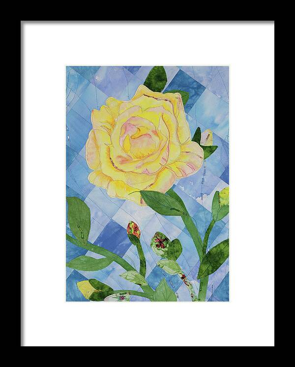 Fiber Art Framed Print featuring the mixed media Yellow Rose of Texas 3 by Vivian Aumond