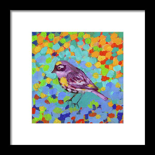 Bird Framed Print featuring the painting Yellow-Rumped Warbler by Jennifer Lommers