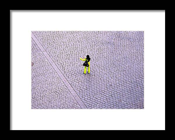 Street Framed Print featuring the photograph Yellow Spot by Thomas Schroeder