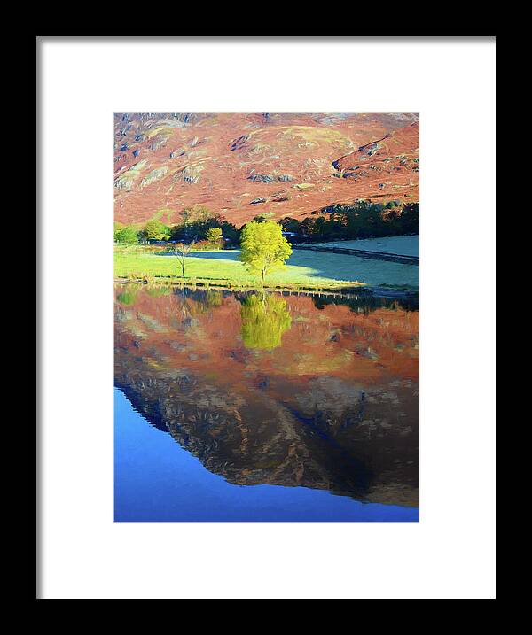 England Framed Print featuring the digital art Yellow Tree Reflection 3 by Roy Pedersen