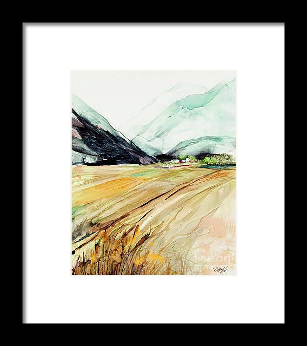 Alcohol Ink Framed Print featuring the painting Yellowstone by Julie Tibus