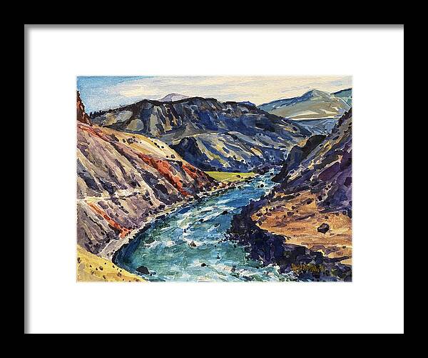 Yellowstone Framed Print featuring the painting Yellowstone River Trail to Mouth of Bear Creek by Les Herman