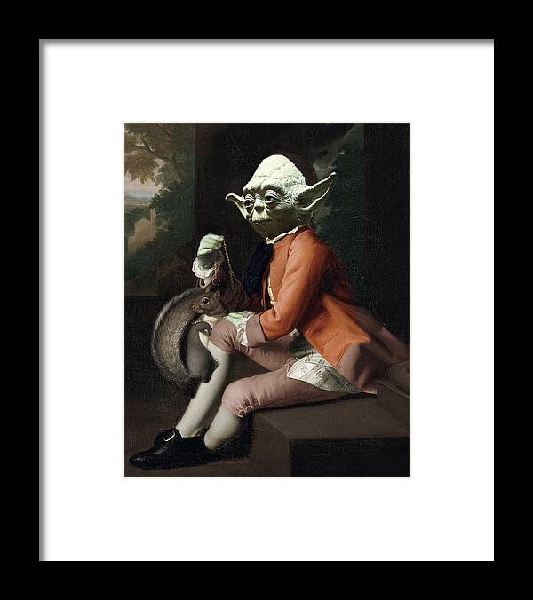Yoda Framed Print featuring the painting Yoda Star Wars Antique Vintage Painting by Tony Rubino