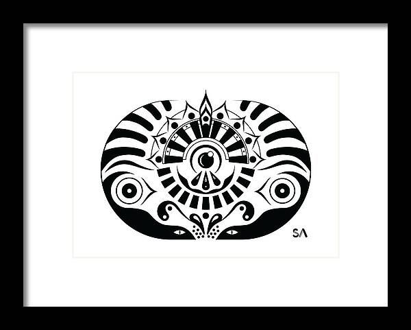 Black And White Framed Print featuring the digital art Yoga by Silvio Ary Cavalcante