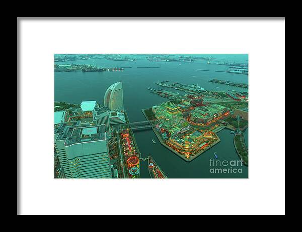Japan Framed Print featuring the photograph Yokohama Cityscape aerial by Benny Marty