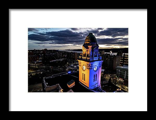 City Hall Framed Print featuring the photograph Yonkers City Hall Sunset by Kevin Suttlehan