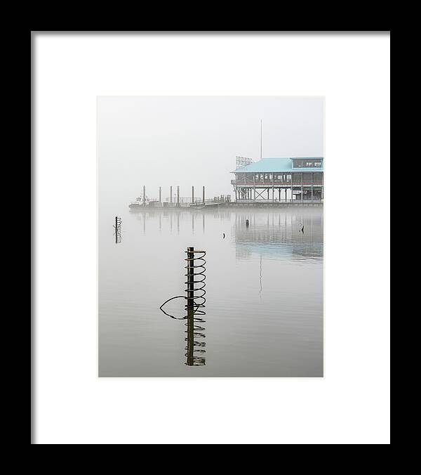 Hudson River Framed Print featuring the photograph Yonkers Pier in Thick Fog by Kevin Suttlehan