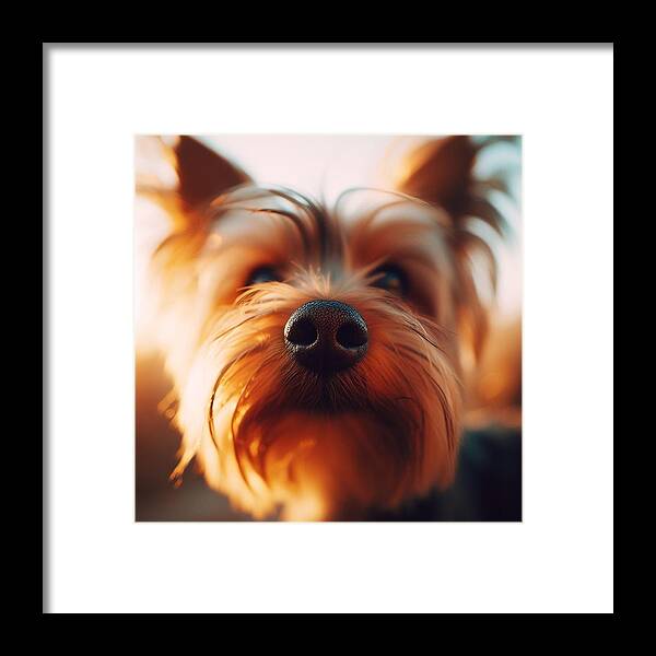 Yorkie Framed Print featuring the digital art Yorkie Boop by Holly Picano