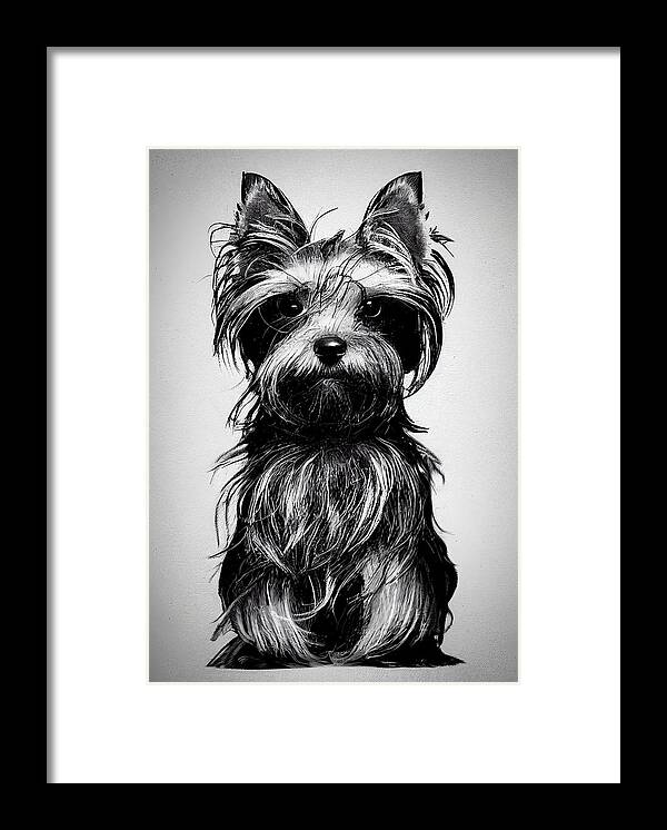 Yorkshire Terrier Framed Print featuring the digital art Yorkshire Terrier by Geir Rosset