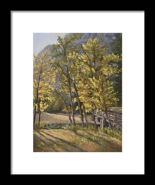 Black Oaks Framed Print featuring the painting Yosemite Black Oaks by Elisa Arancibia