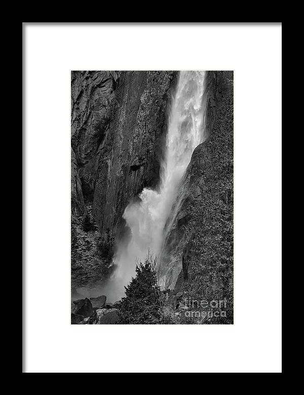 Yosemite Framed Print featuring the photograph Yosemite Falls BW by Chuck Kuhn