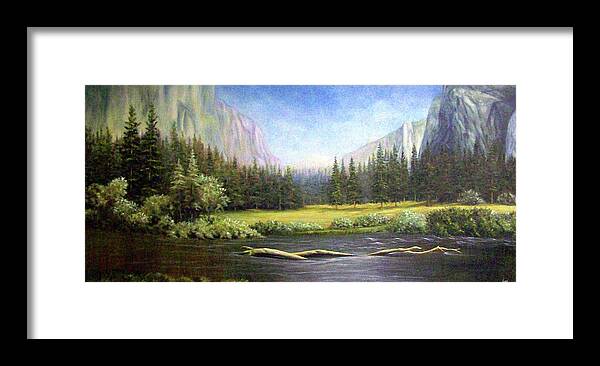 Park Framed Print featuring the painting Yosemite by Loxi Sibley