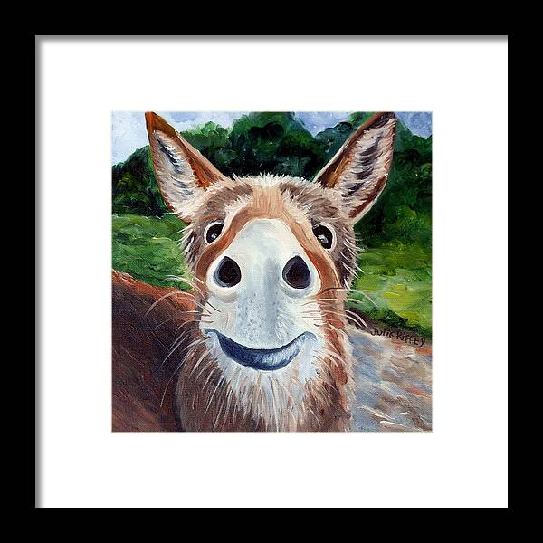 Donkey Framed Print featuring the painting You Gonna Eat That by Julie Brugh Riffey