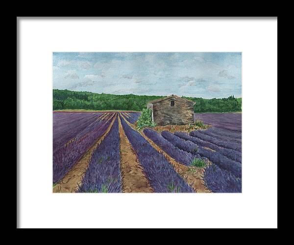 Young Living Framed Print featuring the painting Young Living's Simiane-la-Rotonde Lavender Farm by Melodie Kantner