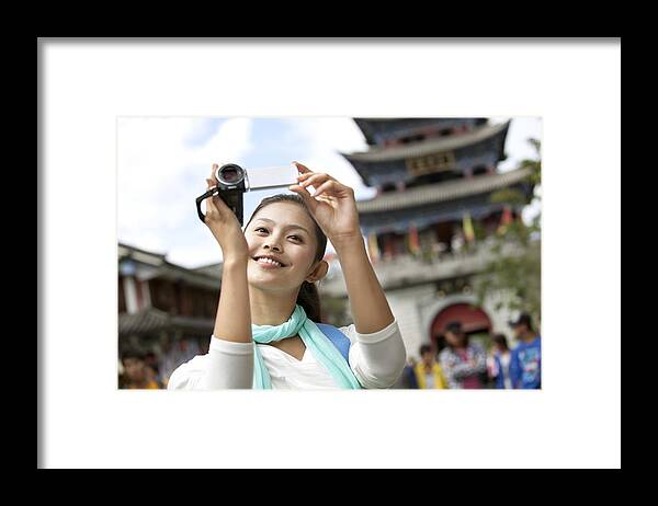 Chinese Culture Framed Print featuring the photograph Young Woman Exploring Dali with DV by Lane Oatey